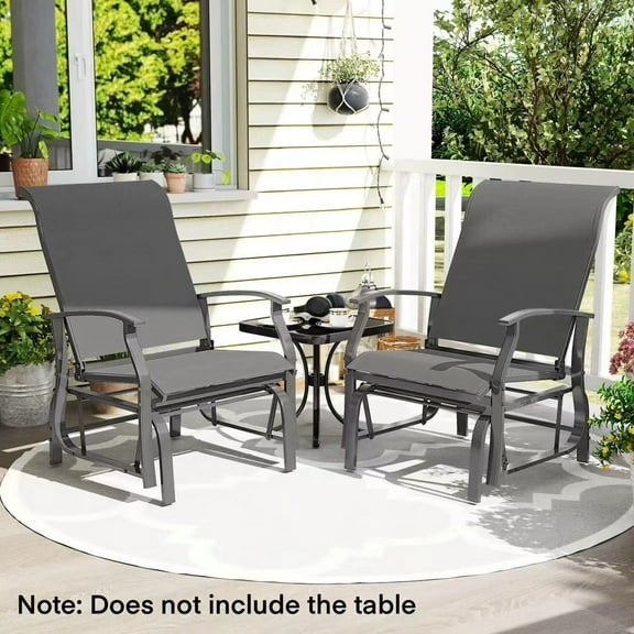 Auranook Porch Gliders Set of 2 w/Reclined High Back Breathable Mesh Fabric Metal Frame