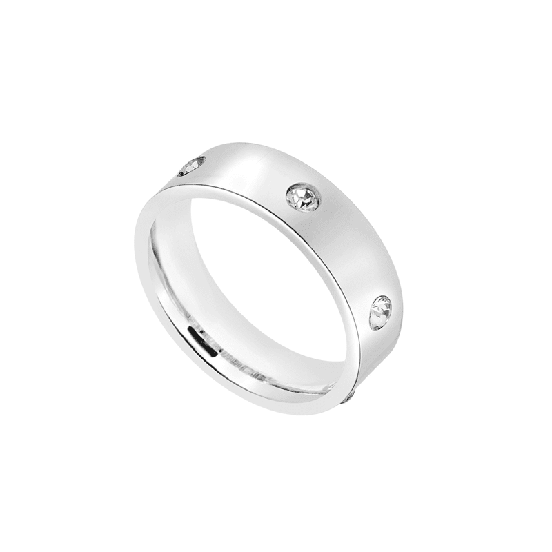 Sensitive Skin Stainless Steel Cubic Zirconia Band Ring Size 7 Unisex