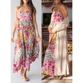 thumbnail image 3 of Yunliwuli Women's Long Beach Dress Sleeveless Spaghetti Strap Floral Print Split Dress Midi Slip Dress, 3 of 9