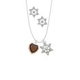 thumbnail image 2 of Delight Jewelry Silvertone Brown & Black Heart with Orange Ruffles Silver tone Snowflake Charm Necklace and Stud Earrings, 2 of 4