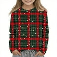 thumbnail image 2 of GigrtiJin 3-14 Years Children Christmas Shirt Plaid Printed Unisex Crew Neck Long Sleeve Blouse Trendy Casual Top, 2 of 7