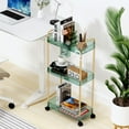 thumbnail image 5 of Movanne 3-Tier Rolling Acrylic Storage Cart with Hooks, Baskets & Lockable Wheels – Kitchen, Bathroom, Office（Geen), 5 of 7