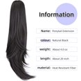thumbnail image 2 of ORUYROP Extension de Queue de Cheval, extensions de Cheveux à Pince de 20 Pouces Queue de Cheval Cheveux Bouclés à Griffes Extension de Cheveux Pièce de Cheveux Synthétique d'Apparence Naturelle pour Femmes Noir Naturel, 2 of 7