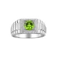 thumbnail image 1 of RYLOS Men's Ring Sterling Silver Ring, 7MM Round Shape Gemstone Designer Style Rings Peridot August Birthstone Rings Silver Size 10, 1 of 7