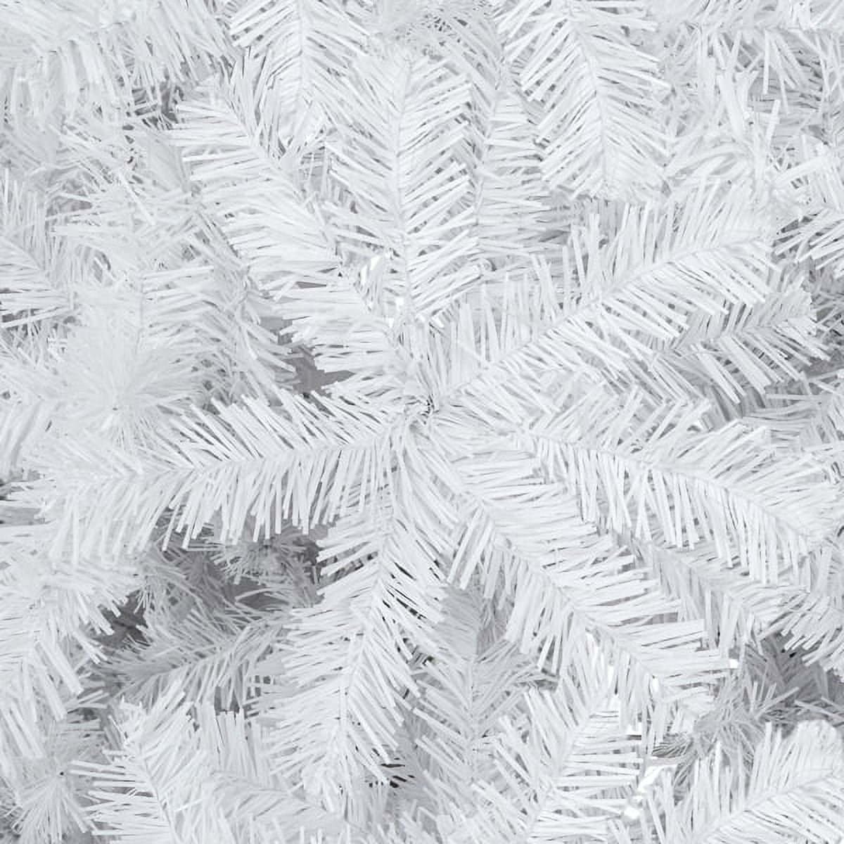 8ft White Artificial Christmas Tree, 1138 Tips PVC Branches with Metal Stand, Full Prelit Tree for Home Office Church Holiday Decor