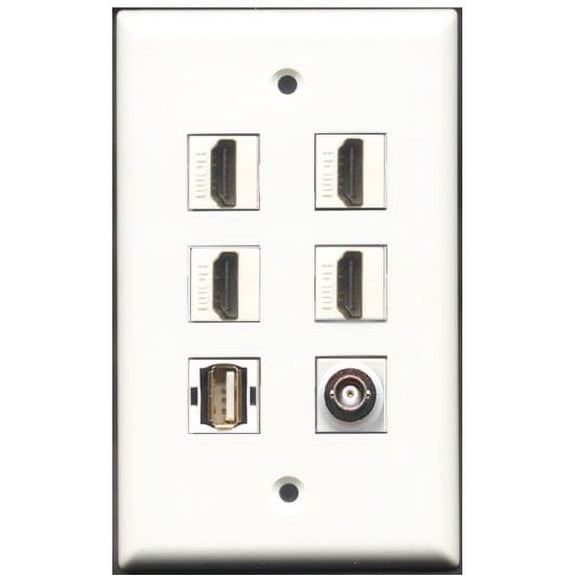 RiteAV - 4 Port HDMI 1 USB A-A 1 BNC Wall Plate
