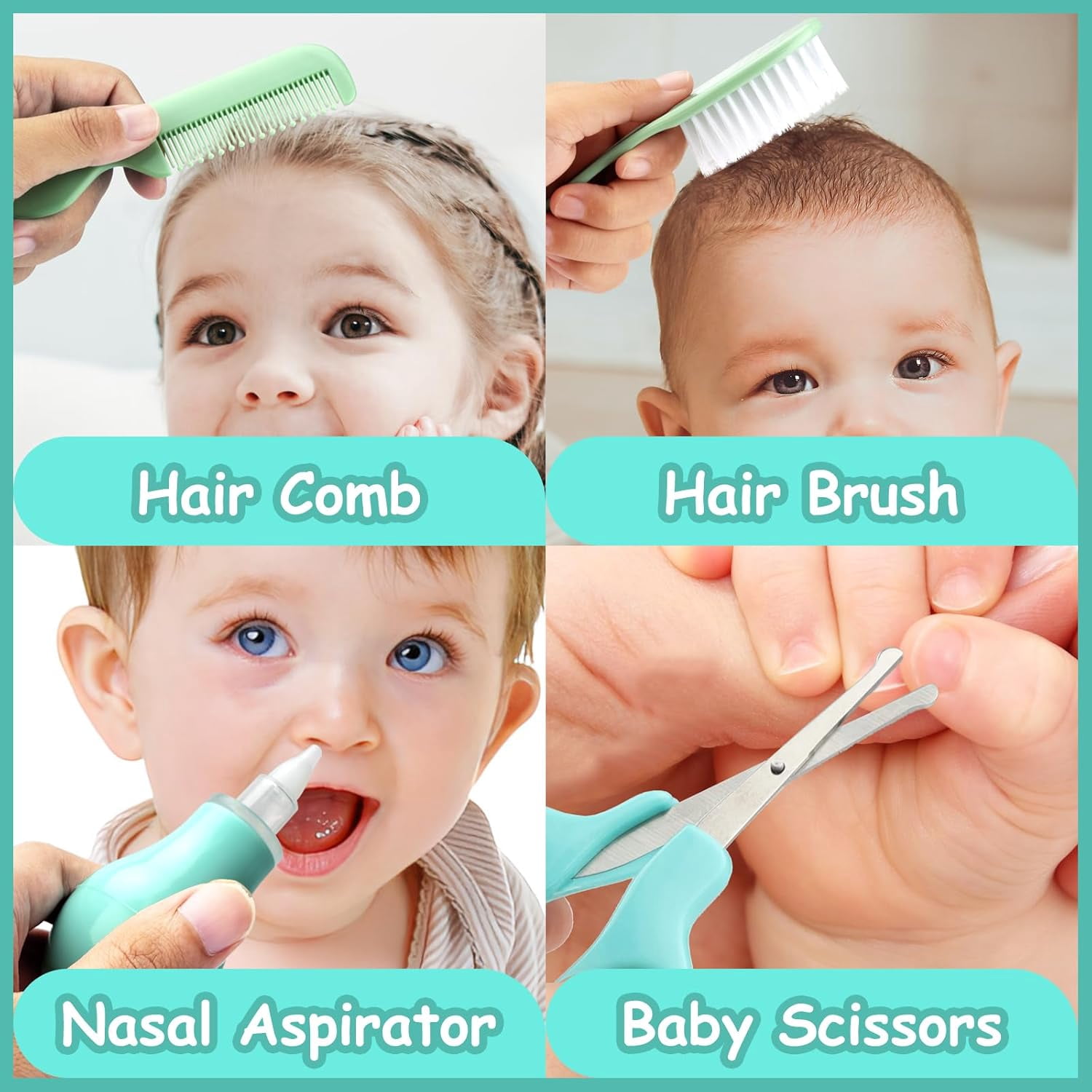 Baby Grooming and Healthcare Kit, Infant Safety Care Set with Hair Brush Comb Nail Clipper Nasal Aspirator,Baby Essentials Kit for Newborn Girls Boys