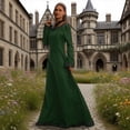 thumbnail image 6 of Huowey Witch Gothic Dresses Women Halloween Elegant Fancy Cosplay Party Gown Crew Neck Long Sleeve Eye-Catching Halloween Dress,Green,XXL, 6 of 8