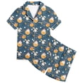 thumbnail image 3 of MUXiin Kids Easter Outfits Girls Cartoon Animals Short Sleeve & Short Pants Outfit Satin Silk Button Up Collared Easter 2 Piece Nightwear Easter Gifts for Boys,Navy,8-9 Years, 3 of 4