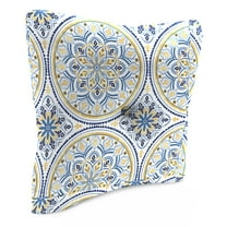 Jordan Manufacturing 23.5" x 24" Castille Multicolor Medallion Square Tufted Outdoor Deep Seat Chair Back Cushion with Fabric Button