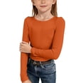 thumbnail image 6 of Xudanell Girls Long Sleeve Shirts Crewneck Ruched Side Slim Fit Tops Ribbed Knit Casual Tee Shirt Size 5-6 Years, 6 of 7