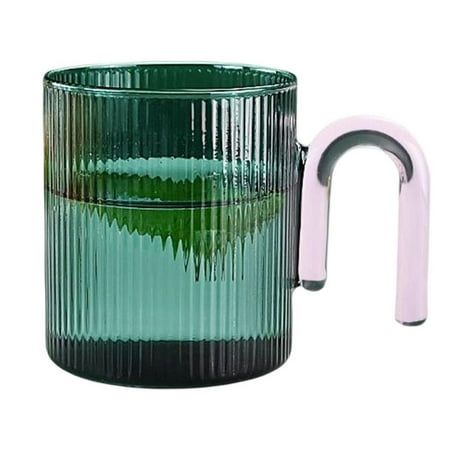 

Tohuu Vintage Ripple Glasses Glass Mug With Colored Handle Glass Mug With Colored Handle For Soda Iced Coffee Milk Whiskey Bubble Tea Water Juice elegance