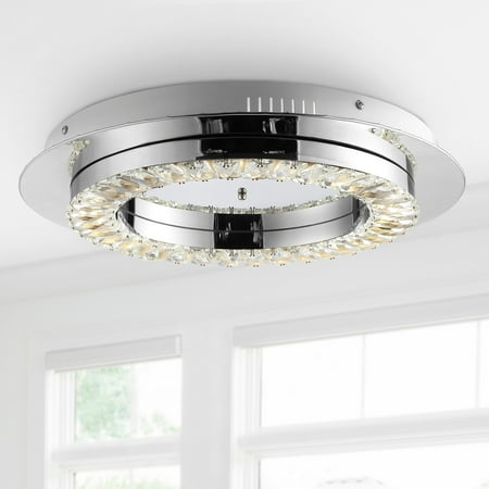 

JONATHAN Y Brice Integrated Iron/Crystal Glam LED Flush Mount by JONATHAN Y 18 - Chrome
