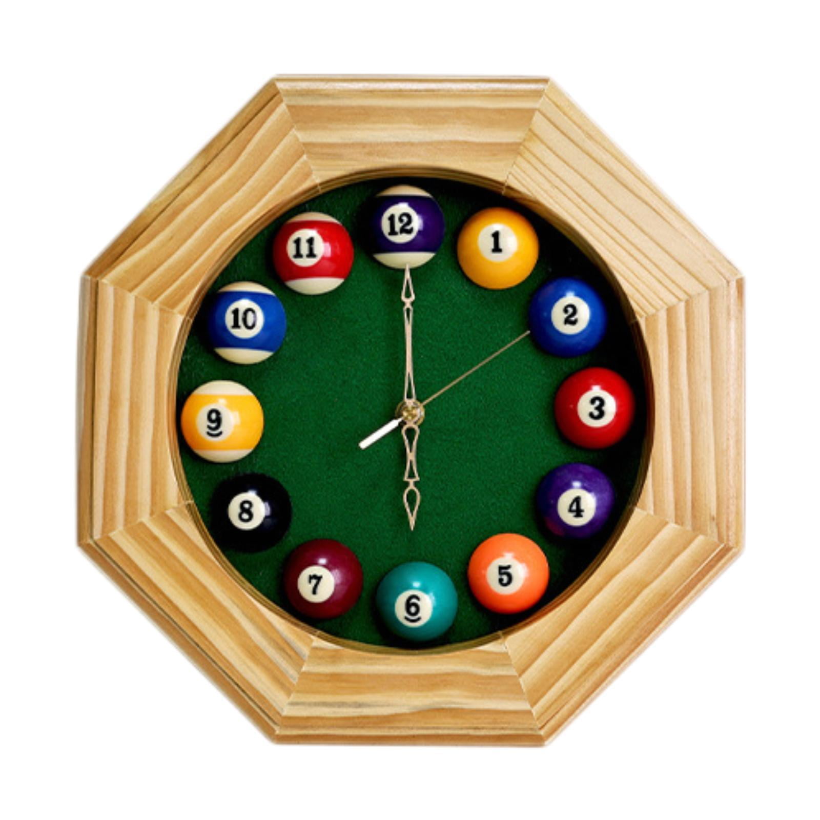 Esquirla Wall Clock Billiard Decorative Clock Wooden Octagonal Silent Non Ticking Precision Lightweight Esquirla Wall Clock Billiard Decorative Clock Wooden Octagonal Silent Non Ticking Precision - 407
