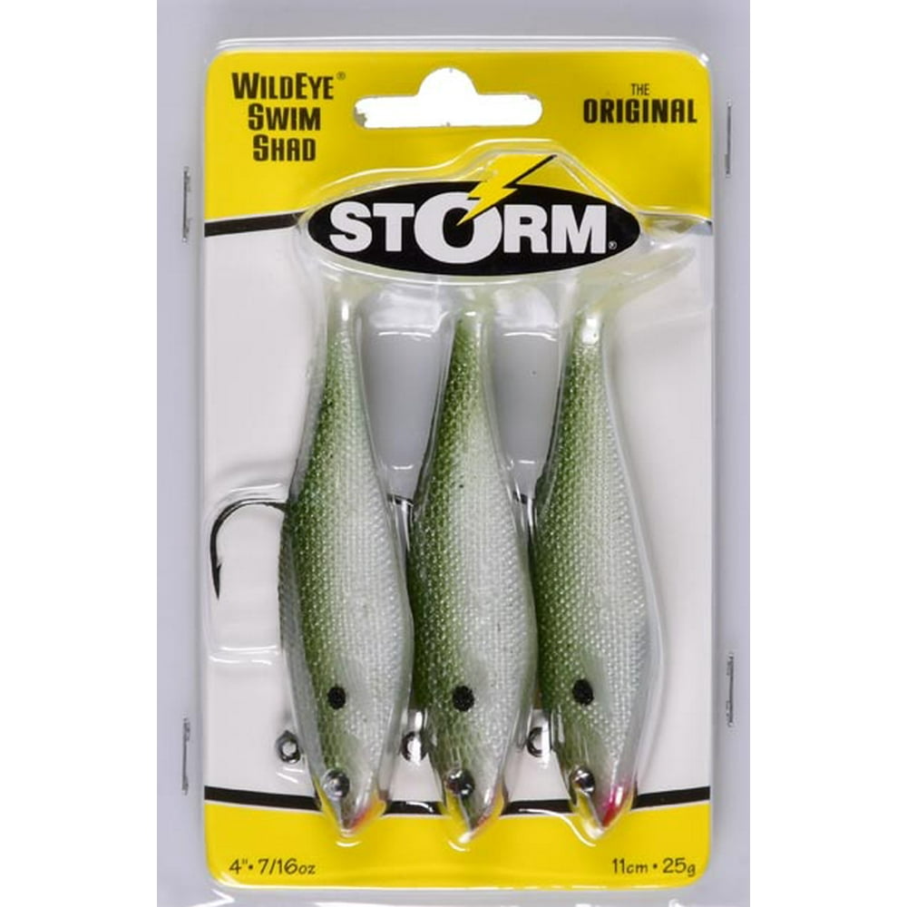 Storm WildEye Swim Shad 4" Fishing Lure 7/16oz Olive Shad 3pcs