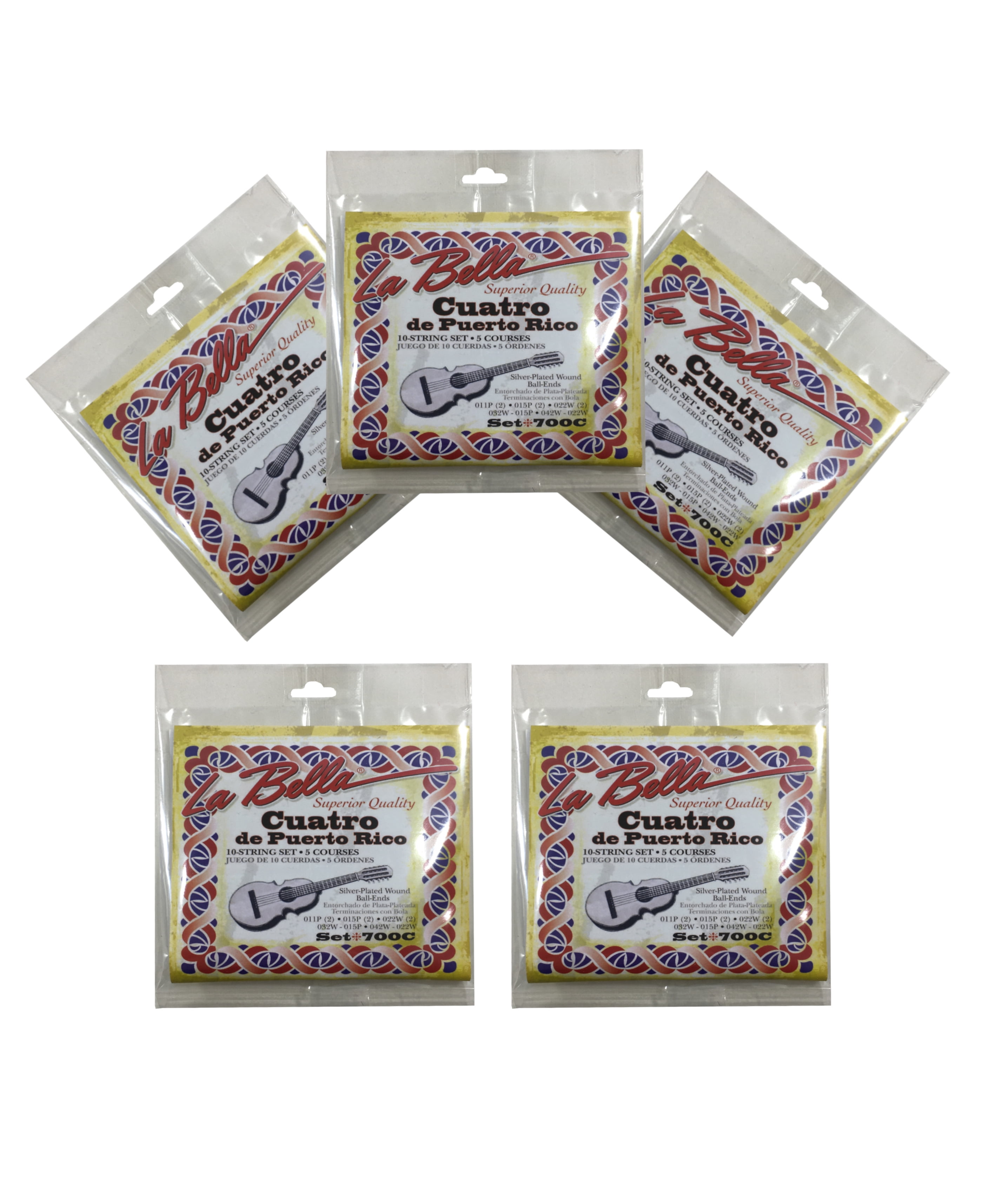 La Bella Strings For Puerto Rican Cuatro - Yellow Pack Acoustic Guitar Strings Set