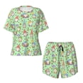 thumbnail image 5 of "Wukai Spring Gnomes Women's Pajama Set - Short-Sleeve Top and Shorts with Elastic Waistband and Pockets for Loungewear, Yoga, and Casual Wear-Medium, 5 of 8