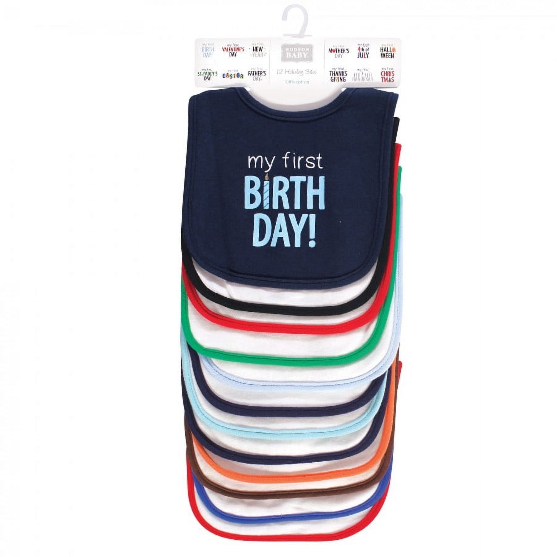 Hudson Baby Infant Boy Cotton Bibs 12pk, Holiday Bold Boy, One Size