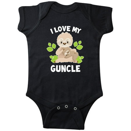 

Inktastic Cute Sloth I Love My Guncle with Green Leaves Gift Baby Boy or Baby Girl Bodysuit