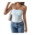 thumbnail image 2 of Women Y2K Sleeveless Striped Spaghetti Strap Crop Tank Backless Slim Fit Aesthetic Going Out Tops Girls Blue & White S, 2 of 10