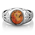 thumbnail image 3 of Gem Stone King 4.00 Cttw Twilight Orange Mystic Quartz 925 Sterling Silver Ring for Men | Gemstone Birthstone | Oval  12X10MM | Available in Size 7, 8, 9, 10, 11, 12, 13, 3 of 5