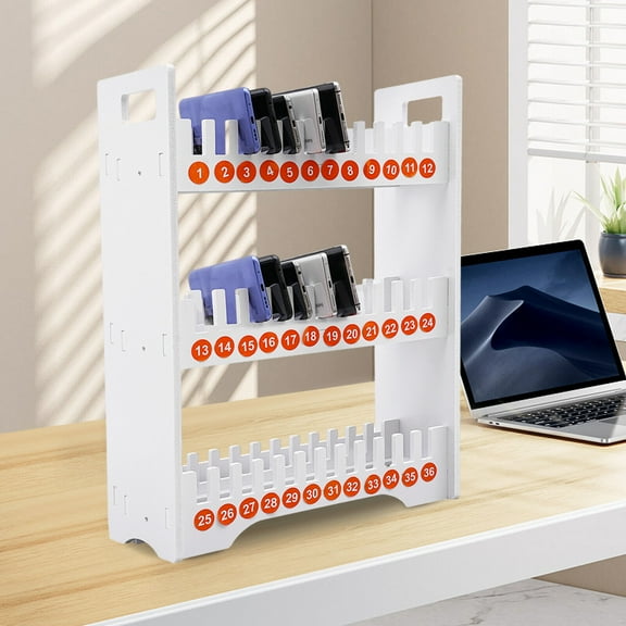 PVC Mobile Phone Holder, 3-Tier 36 Slots Multiple Cell Phone Stand Rack, White Cell Phone Storage Organizer(36 Slots)