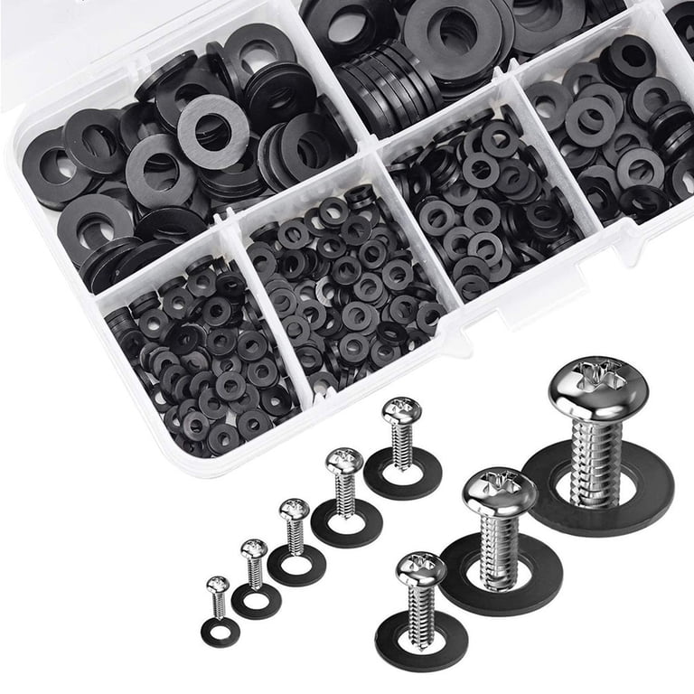 500-Pack Black Nylon Flat Washers – M5 Size (5x10x1mm), Nylon 66, For Electronics, DIY, Fastening