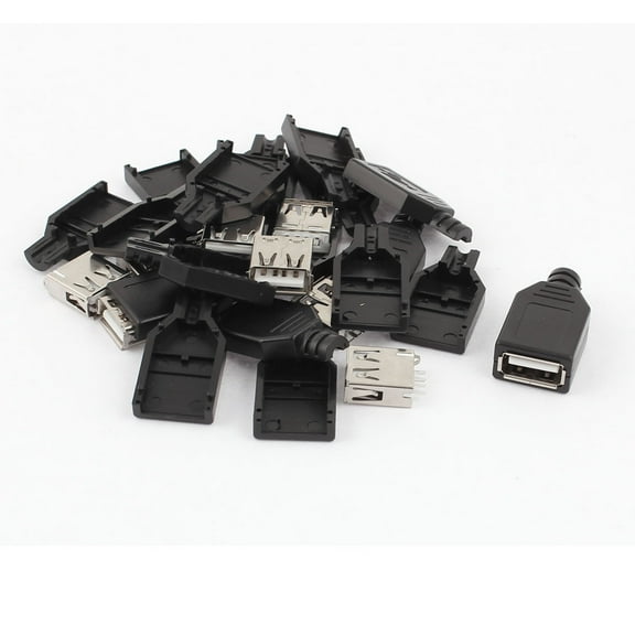 10PCS USB 2.0 Type A Female Socket Adapter Connector w Plastic Cover for DIY