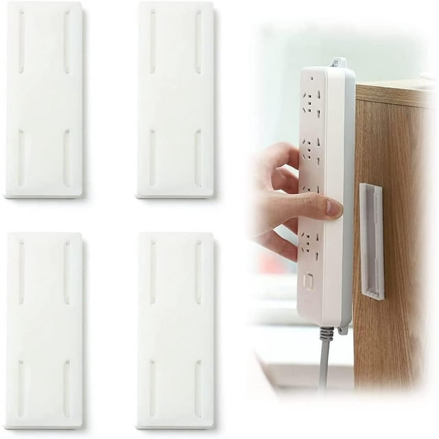 HUGFEGWE Self-Adhesive Desktop Socket Fixer, 2023 New Self Adhesive Power Strip Holder, Desktop mountable Plug-in Socket Fixer Bracket Stand, Cable Management Punch Free Surge Protector CJ25311-235