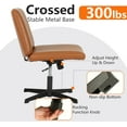 thumbnail image 5 of Criss Cross Chair Armless Cross Legged Office Desk Chair Adjustable Swivel Ergonomic Desk Chair No Wheels U Shaped Backrest with Wide Seat Native Sponge Computer Task Vanity Chair for Home Office, 5 of 6