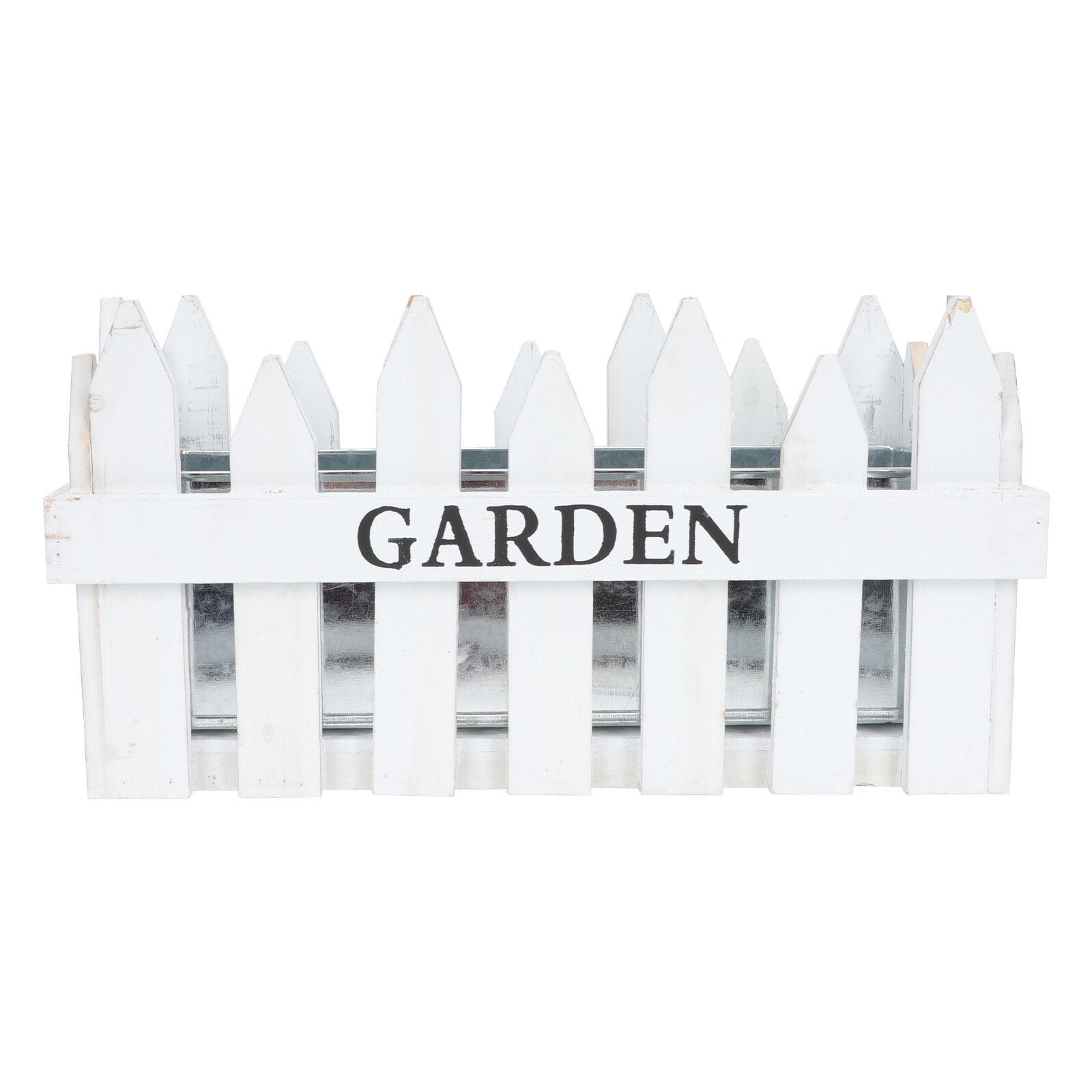 Picket Fence Flower Pot Wooden Fence Planter Rustic Flower Pot 35x18cm White