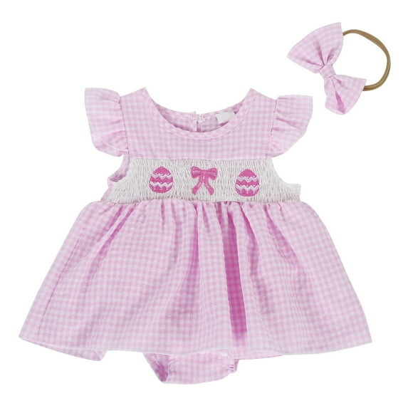 Baby Girl Easter Outfit Embroidered Bunny Baby Easter Romper Dress Sleeveless Easter Outfit Toddler Boy