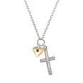 thumbnail image 2 of Delight Jewelry Goldtone Large September - Blue Crystal Heart Be Strong and Courageous Engraved Cross Zoey Necklace, 28", 2 of 4