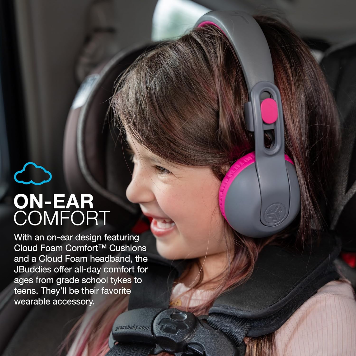 JBuddies Studio 2 Wireless Headphones- Gray/Pink
