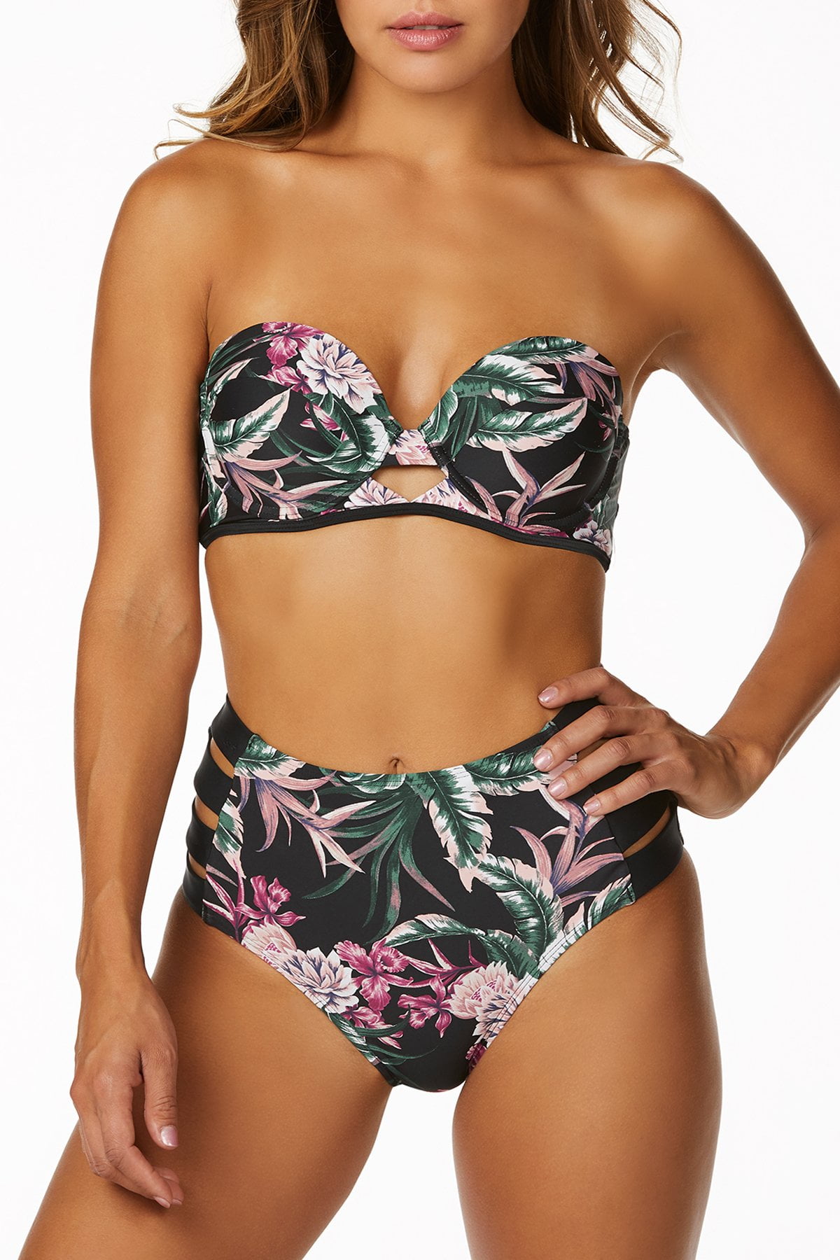 Bebe Bebe Floral Enhanced Bandeau With Triangle Cut Out Top Walmart Com Walmart Com