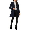 thumbnail image 2 of INSPIRE CHIC Women's Elegant Winter V Neck Long Sleeve Single Breasted Long Overcoat S Dark Blue, 2 of 6
