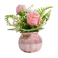 thumbnail image 4 of Florero de cerámica con forma de rosa artificial en maceta, adorno para bonsái, centro de mesa, 4 of 9