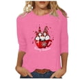 thumbnail image 2 of Meichang Chemises de Noël Manches 3/4 Coupe Ample Col Rond Tops d'Automne T-Shirts Graphiques Classiques Cadeaux pour Femmes pour Noël, 2 of 5