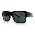 thumbnail image 4 of Mens Rectangle 90s Thick Horn Rim Skater Sport Plastic Sunglasses Black - Green, 4 of 8