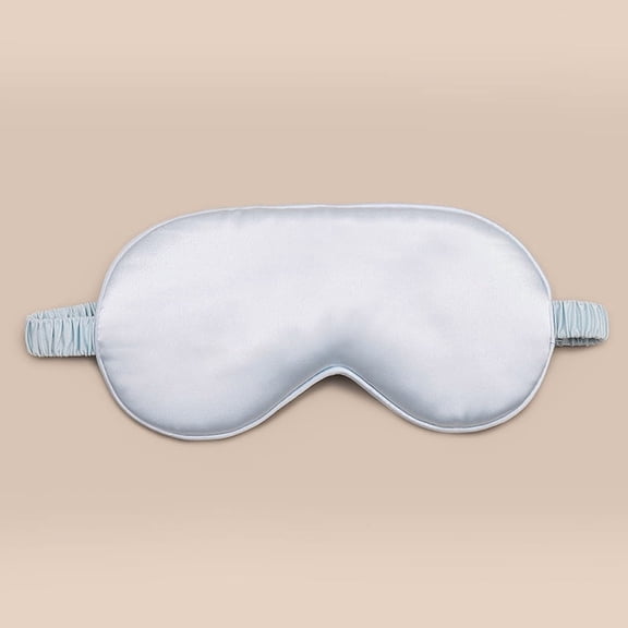 Light Blue Satin Sleep Mask, Ultra-Soft Light-Blocking Eye Mask for Travel, Nap, and Night Rest
