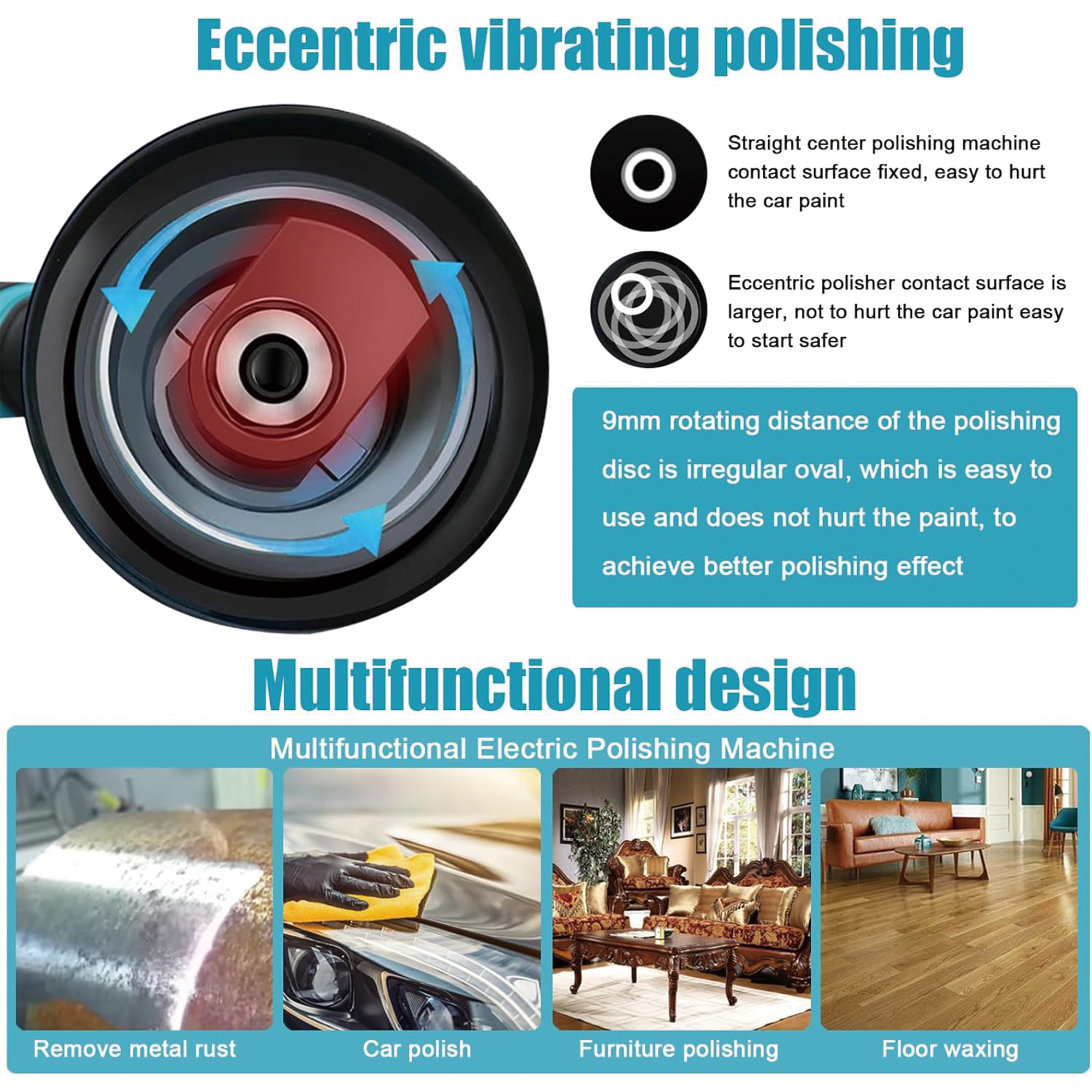 Cordless Car Buffer Polisher kit, 2000mAh 21V Battery, 6 Inch Car buffer Waxer Kit, 8 Variable Speed Polisher for Car Detailing,Boat Sanding,Scratch Removing