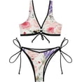 thumbnail image 2 of Dreamtimes Exotic Flowers Bikinis Swimsuit Set for Women Swimwear Triangle Bathing Suit Tie String Thong, X-Large, 2 of 7
