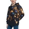 thumbnail image 2 of KLL Unisex Kids Boys Girls Hooded Pocket Pullover Hoodies-Elegant Golden Blue Ornaments, 2 of 5