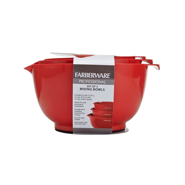 Farberware - Set di 3 ciotole per miscelare colori (rosso, verde