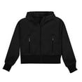 thumbnail image 4 of Ashirexll Oversized Hoodies For Girls Zip Up Hoodie Girls Solid Fleece Full Zip Front Performance Hoodie Sports Long Sleeve Pullover Crop, 4 of 7