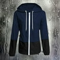 thumbnail image 4 of Fimkaul Women's Jacket Coats Winter Fall Plus Size Long Sleeve Casual Tops Patchwork Hooded Drawstring Pocket Rain Coat Blue XXL, 4 of 4