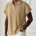 thumbnail image 4 of Timoontee Men's Short Sleeve Basic T Shirt Breathable Fabric Moisture Wicking Lapel Collar V Neck High Quality Quick Dry Yellow XL, 4 of 8