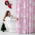 thumbnail image 5 of Christmas Tree Bathroom Shower Curtain Winter Snowflakes Stars White Pink Waterproof Washable Shower Curtains for Bathtub Bath Decor with Grommets and Hook 72 X 84 Inch, 5 of 8
