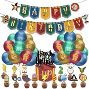 Cute Harry Potter Birthday Party Supply Disposable Banner Cake Topper Hanging Flag Harry Potter Balloons Set Birthday Decoration