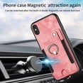 thumbnail image 6 of SaniMore for iPhone X/XS Wallet Case, [RFID Blocking] Elastic Card Slot Vehicle Magnetic PU Leather Ring Holder & Lanyard Stand Money Pocket Protective Cover for iPhone X/XS, Pink, 6 of 15